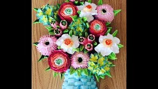 КАК СДЕЛАТЬ ТОРТ БУКЕТ С ТЮЛЬПАНАМИ И ВЕСЕННИМИ ЦВЕТАМИ ИЗ КРЕМА RUSSIAN TULIP TIPS