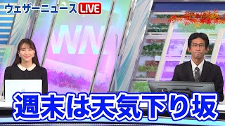 週末は天気下り坂 日曜日は広範囲で本降りの雨の可能性