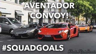 FOUR LAMBORGHINI AVENTADOR - CONVOY IN BERLIN
