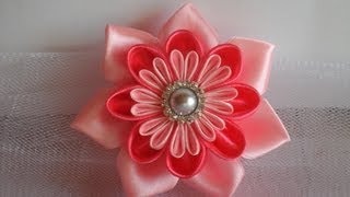 Украшение на шапочку Канзаши. Просто и красиво / kanzashi flowers tutorial