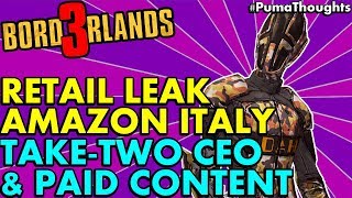 Take-Two CEO on Borderlands 3 Microtransactions, BL3 Listing Leaks on Amazon Italy (BL3 News 2018)