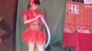 Japanese girl swallows balloon
