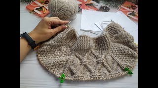 Кардиган спицами "Теплый песок". Часть 3. Кокетка 19-26 ряды.