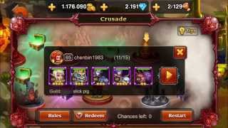 Heroes Charge lv 69 easy crusade, time rift, Trials received Necromancer