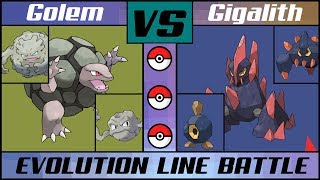 GOLEM vs. GIGALITH - Evolution Line Battle (Pokémon Sun/Moon)