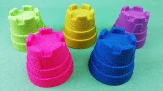 Башни из КИНЕТИЧЕСКОГО ПЕСКА СЮРПРИЗЫ Учим цвета ИГРУШКИ  ТРИ КОТА СМЕШАРИКИ СВИНКА ПЕППА