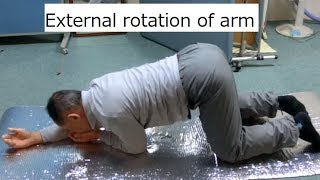 External rotation of arm  on Elbows and knees