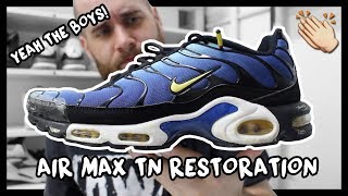 2013 HYPER BLUE NIKE AIR MAX PLUS TN MIDSOLE RESTORATION!
