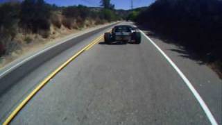 Dual V8 canyon carving "Priapism" hot rod on mullholland hwy, ZB50 helmet cam