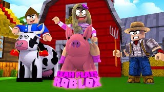 ROBLOX Little Leah Plays - I SMELL LIKE PIG POOP - ESCAPE THE EVIL FARMER OBBY!!