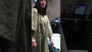 daughter doing pee dance in the hospital