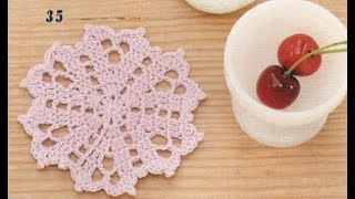 Простые салфетки крючком для начинающих. Салфетка сердечками Урок 184