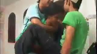 Strong girl carries 2 guys