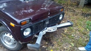 Нива. Ремонт морды после встречи со столбиком.