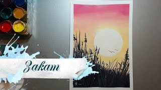Как нарисовать ЗАКАТ гуашью