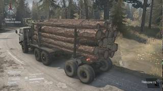 Лайфхак Spintires Mudrunner: проезд блокпостов грузовиком с бревнами.