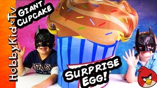 HobbyKids open a Giant CUPCAKE Toy Egg with Surprises