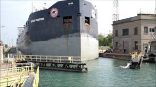 Cargo ship time-lapse passing through Welland Canal HD