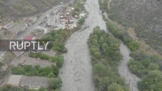 Russia: Heavy rains flood several Dagestan districts *DRONE FOOTAGE*
