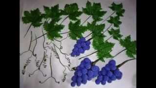 Master class grapes of beads.МК виноград из бисера.