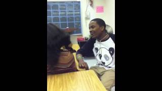 Girl fights boy in class