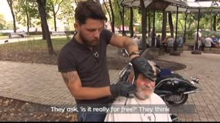Free Haircuts for Homeless: In Kyiv high-end barber looks for those needing a free trim