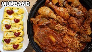 [와차밥] 묵은지 닭다리 닭볶음탕(braised spicy chicken) 계란말이 리얼사운드 먹방 MUKBANG グルメ REAL SOUND EATING SHOW
