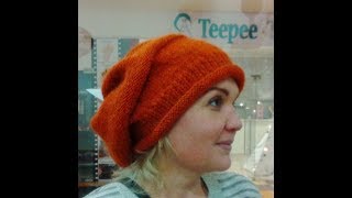 Стильная шапочка спицами. Style hat with knitting needles.