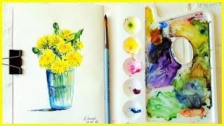 ?Рисуем Одуванчики акварелью! Запись трансляции!