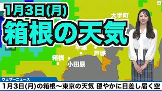 1月3日(月)の箱根〜東京の天気 駅伝日和の日差し届く空