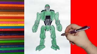 How to draw robot Sarge, Real Steel, Как нарисовать робота Сержанта, Живая Сталь