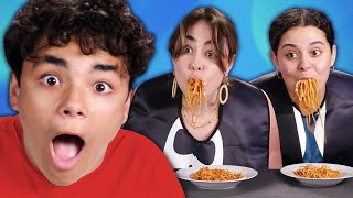 Try Not To Use Your Hands - Food Challenge! (Spaghetti, Accordion Potato, Baja Blast Ice Cream)