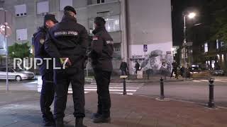 Serbia: Police guard mural of Bosnian Serb commander Ratko Mladic in Belgrade