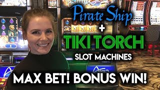 Max Bet TIKI Torch SLOT Machine! BONUS Re-Trigger WIN!!!