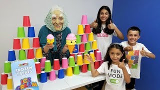 Kids Play Granny Ice Cream Cart with Food Toys