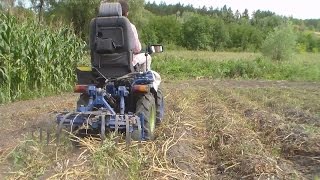Подготовка картофеля к копке. Уборка сорняков и ботвы минитрактором