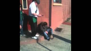 Drunk girl on corner