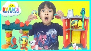PLAY DOH TOWN FIREHOUSE Toys for kids Playdough video Ryan ToysReview