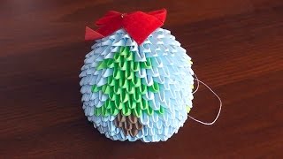 Игрушка на елку своими руками из бумаги. Новогодний шар Модульное оригами