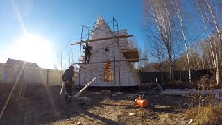 Дом - Шалаш день 14-18 Крыша дома /Building Aframe house Day 14-18 The Roof, Final