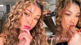easy fresh summer everyday makeup + curly hair tutorial ♡