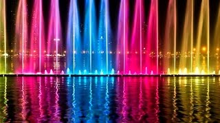 Sharjah Fountain 2017. 4k video. Sony rx100m5 night test. Цветные фонтаны в Шардже.