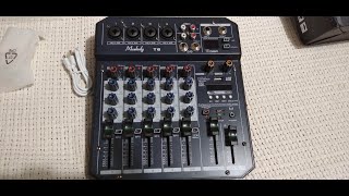 Микшерный пульт Muslady TM6. Микшер с  Bluetooth, USB, +48, работает от повербанка