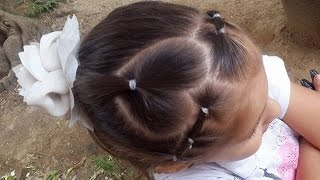 Peinado de coleta para niña con corazón / Ponytail for girls with heart ❤