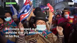 Bolivian demo outside US embassy condemns 'interference' in Cuba