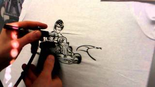 Airbrush T-Shirt Kart Sport Comic Style