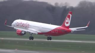 Fly Niki Airbus A321 Sharklets OE-LNZ landing at Hamburg Airport.