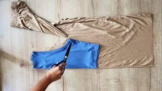 Transformé este PANTALÓN... IDEA to RECYCLE OLD PANTS - TRANSFORMAR Ropa - DIY Dress...