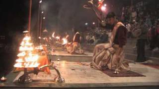 Night puja in Varanasi on the river Ganga
