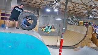 GIANT TIRE VS ENTIRE SKATEPARK!